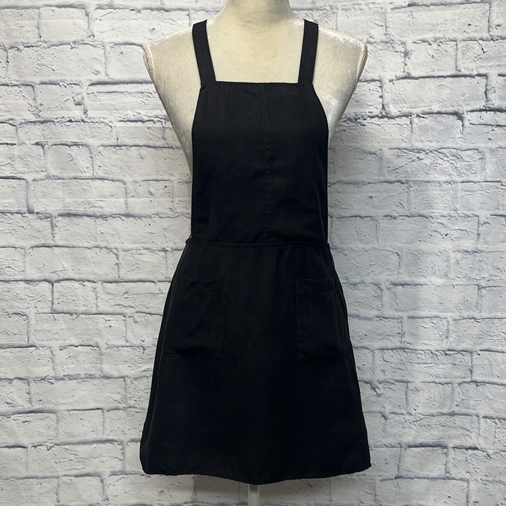 Atmosphere Faux Black Suede Apron Dress